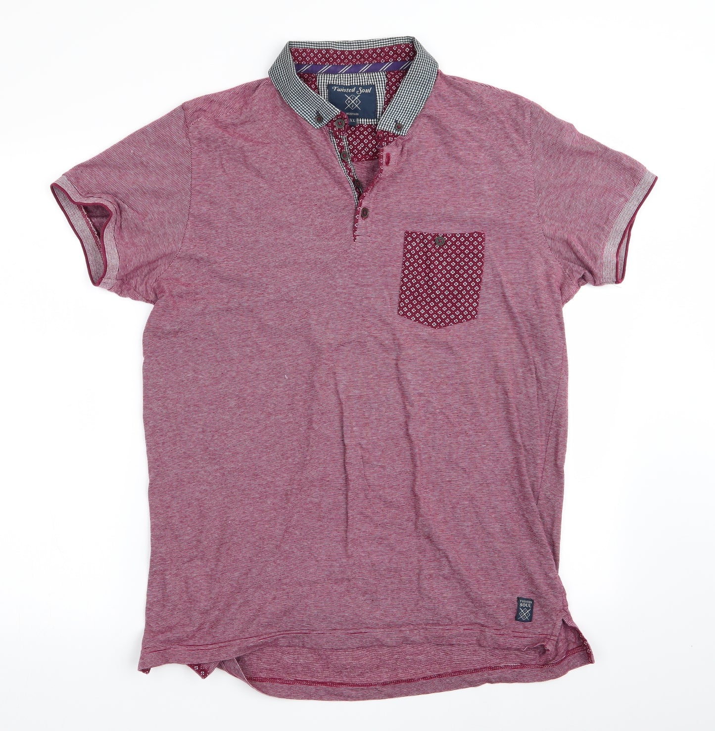 Twised Sole Heritage Mens Red Striped   Polo Size XL