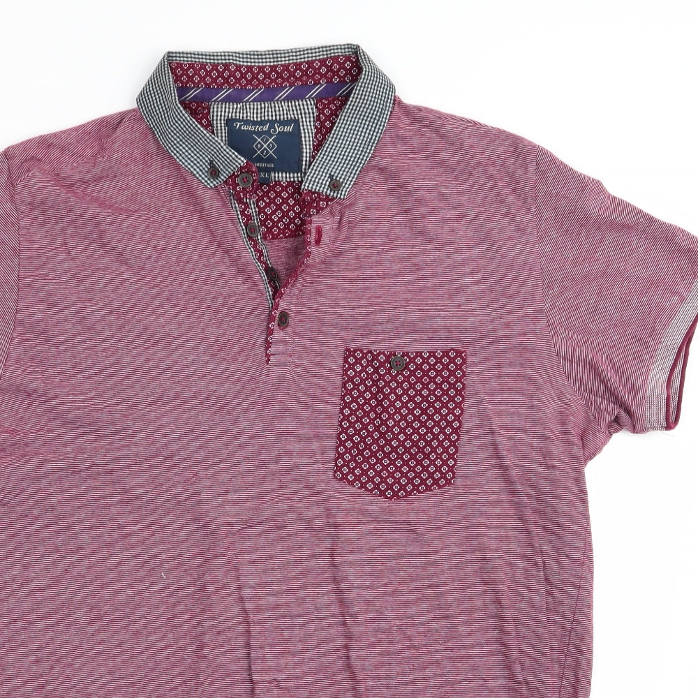 Twised Sole Heritage Mens Red Striped   Polo Size XL