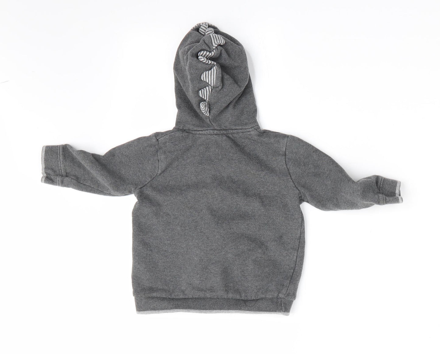 George Boys Grey Animal Print  Full Zip Jumper Size 6-9 Months  - Dinasour Hood