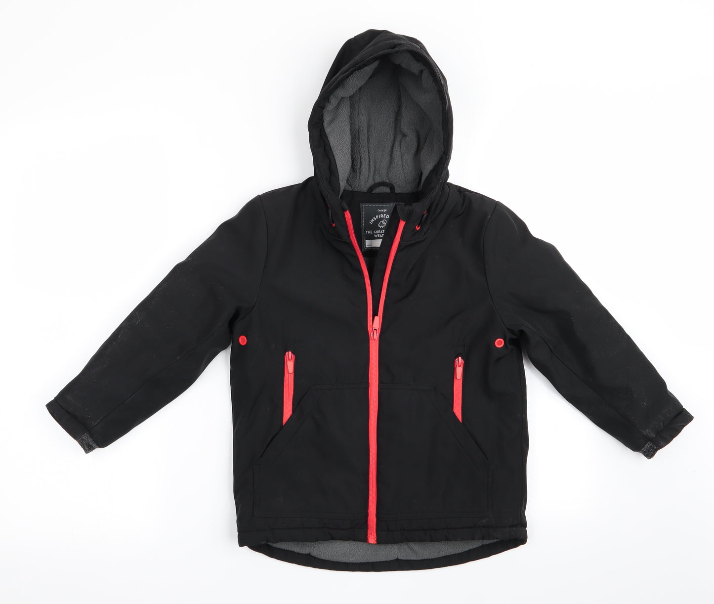 George Boys Black   Anorak Coat Size 5-6 Years