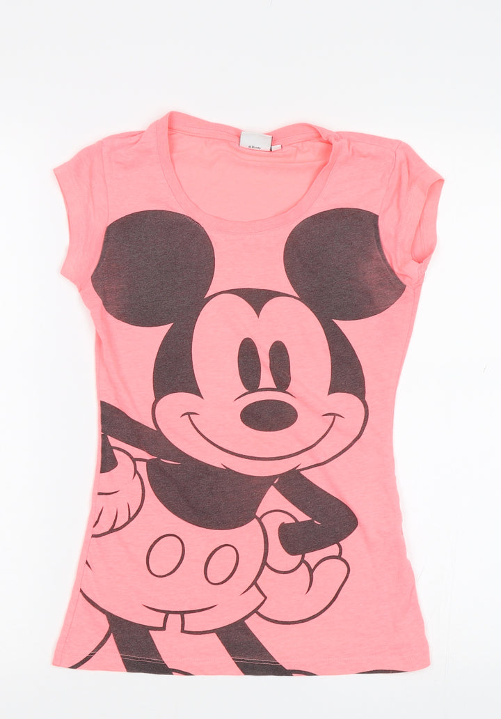 Disney Womens Pink Basic T-Shirt Size 6 - Mickey