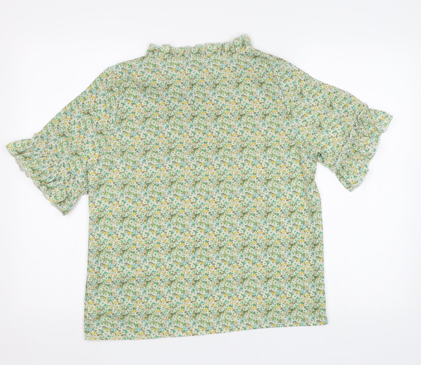 SheIn Womens Green Floral  Basic Blouse Size S