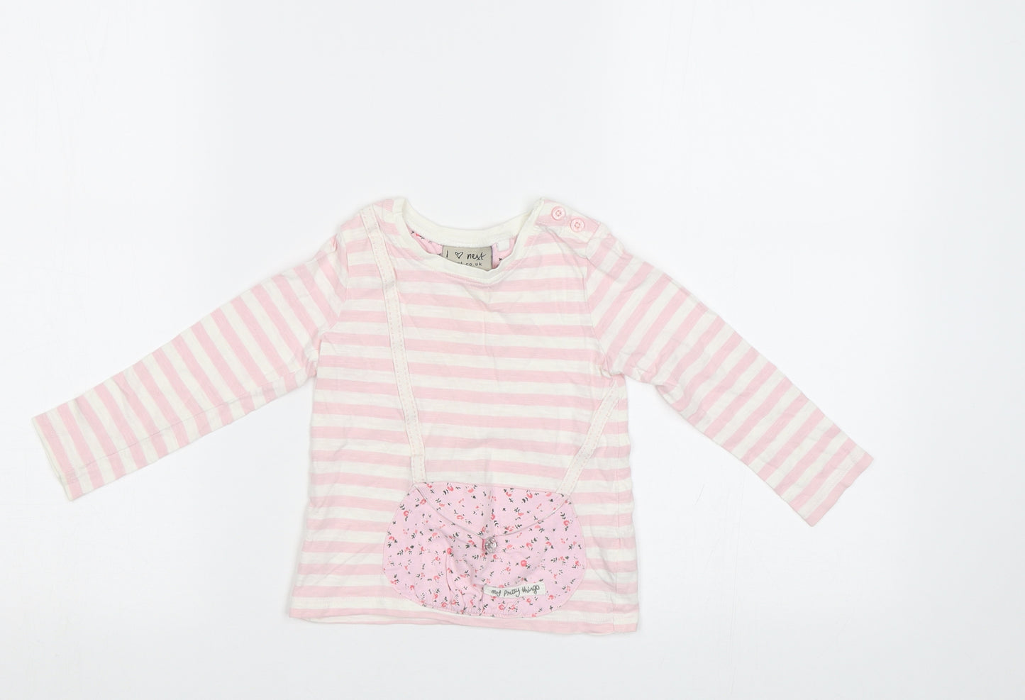NEXT Baby Pink Striped  Basic T-Shirt Size 12 Months