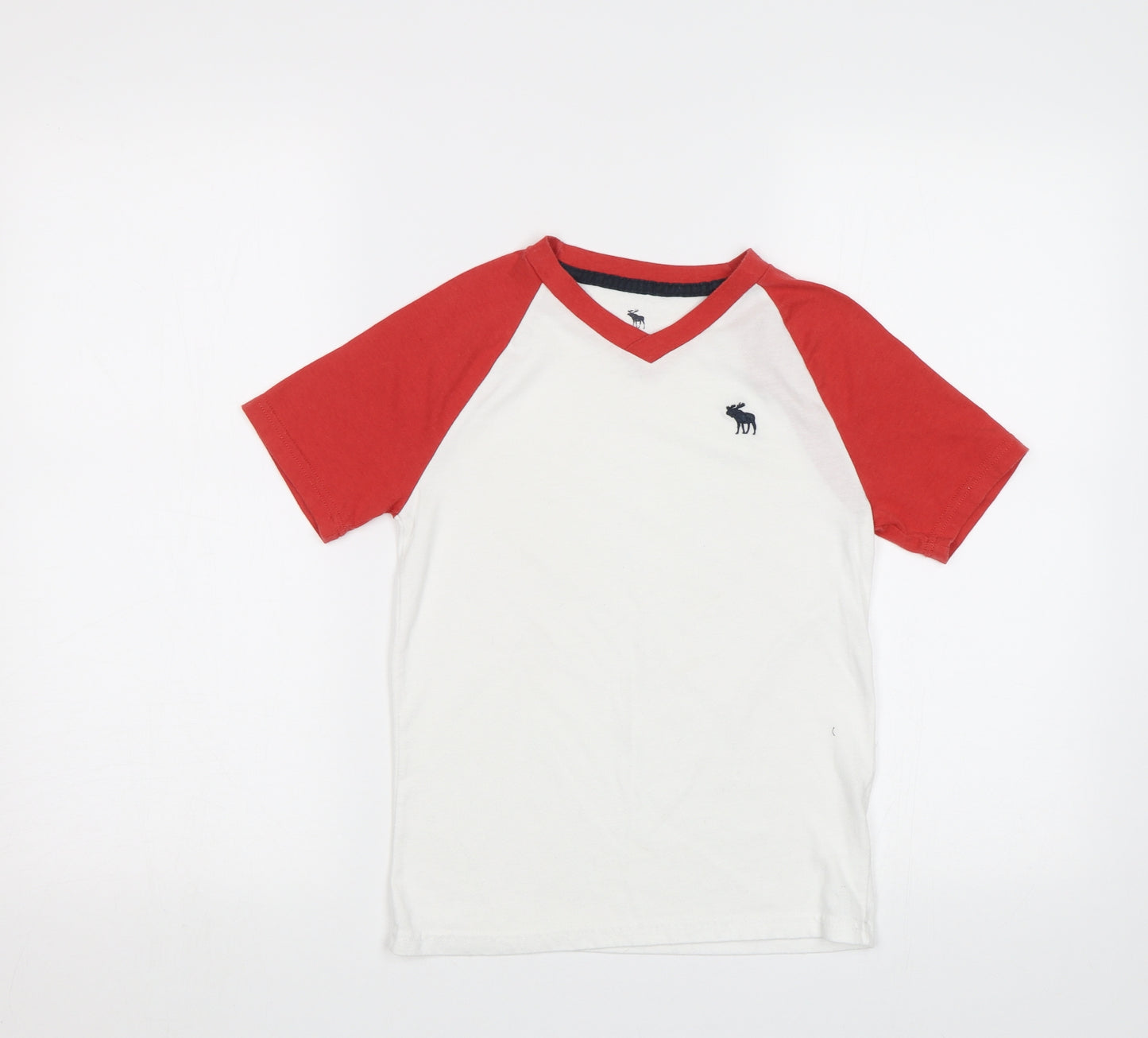 abercrombie kids Boys White Colourblock  Basic T-Shirt Size 7-8 Years