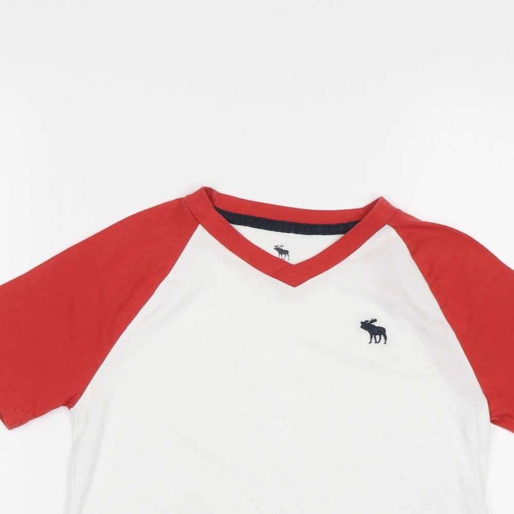 abercrombie kids Boys White Colourblock  Basic T-Shirt Size 7-8 Years