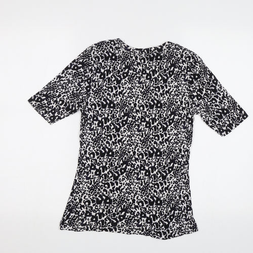 TU Womens Black Animal Print  Basic T-Shirt Size 10