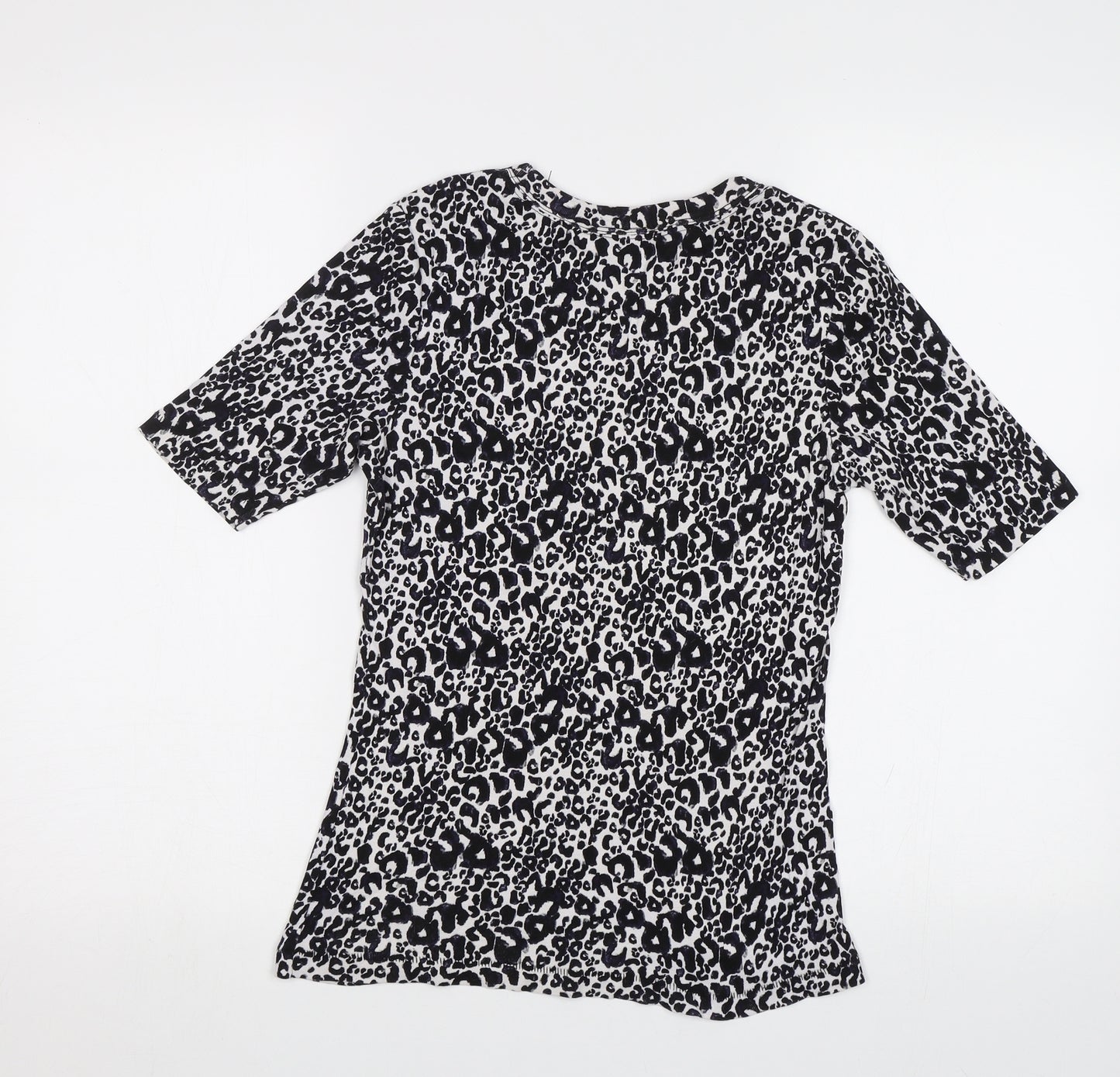 TU Womens Black Animal Print  Basic T-Shirt Size 10