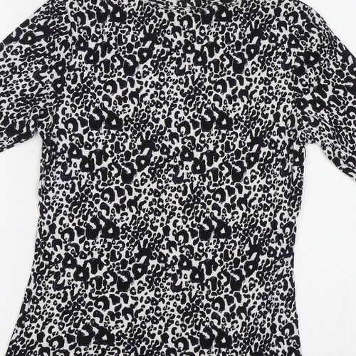 TU Womens Black Animal Print  Basic T-Shirt Size 10