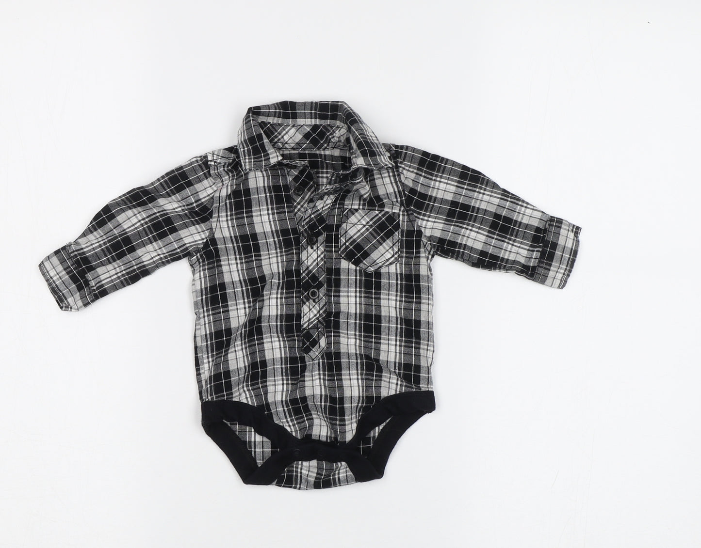 Early days Baby Black Check Chambray Romper One-Piece Size 0-3 Months