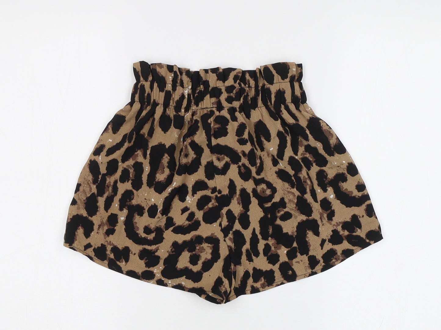 SheIn Girls Brown Animal Print  Paperbag Shorts Size 11-12 Years