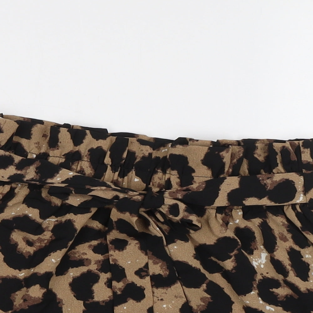 SheIn Girls Brown Animal Print  Paperbag Shorts Size 11-12 Years
