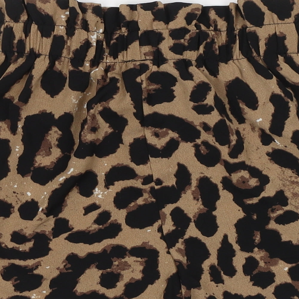 SheIn Girls Brown Animal Print  Paperbag Shorts Size 11-12 Years