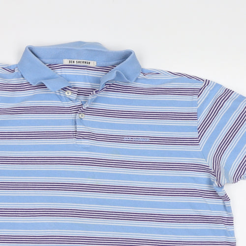 Ben Sherman Mens Blue Striped   Polo Size L