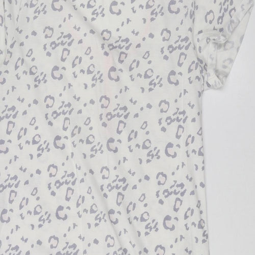 Feel Fabulous Womens White Animal Print  Basic T-Shirt Size 14