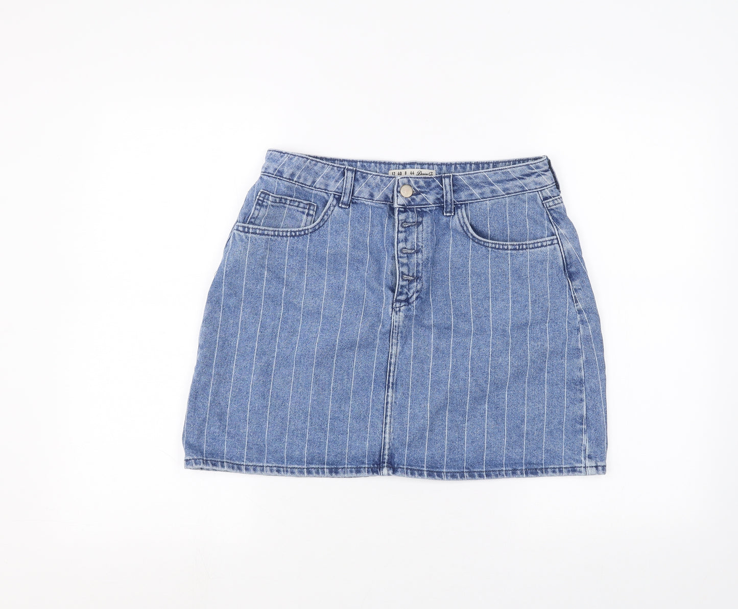 Denim & Co. Womens Blue  Denim A-Line Skirt Size 12