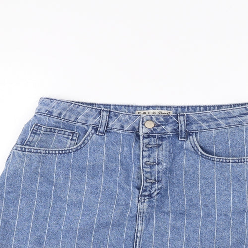 Denim & Co. Womens Blue  Denim A-Line Skirt Size 12