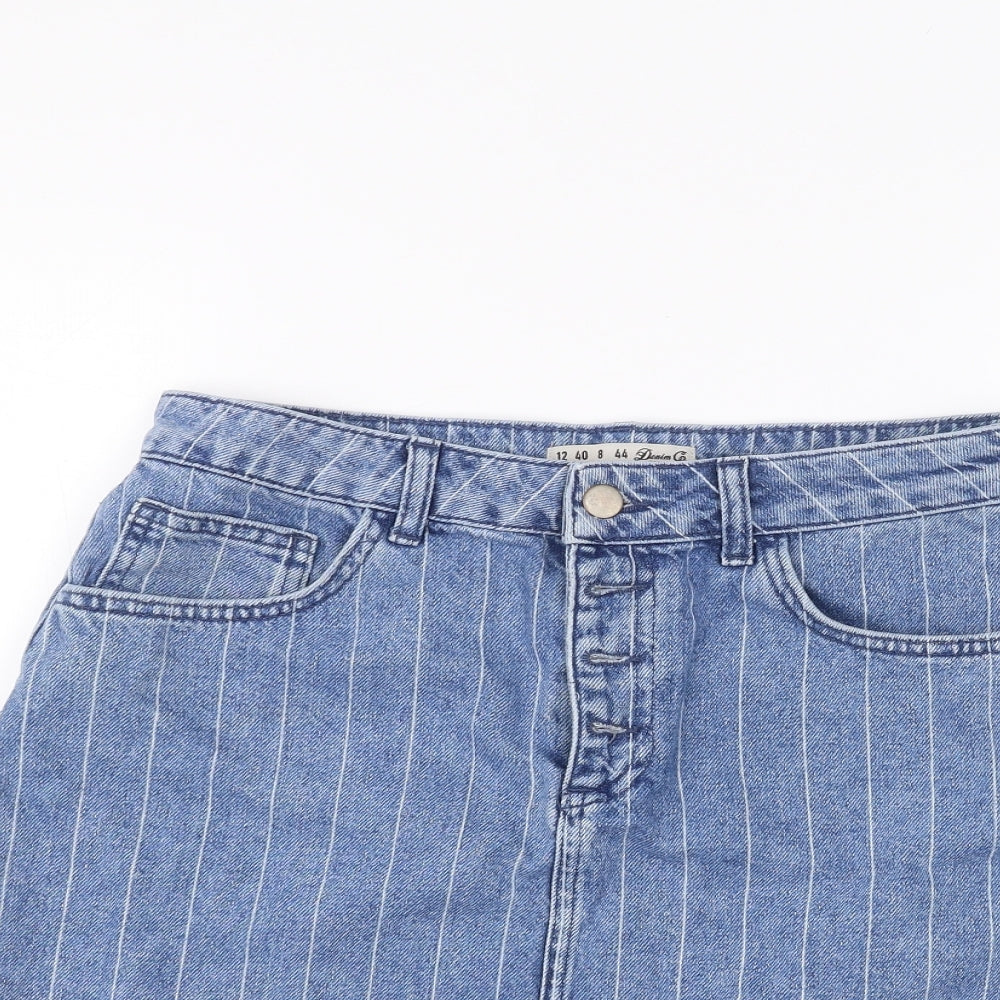 Denim & Co. Womens Blue  Denim A-Line Skirt Size 12