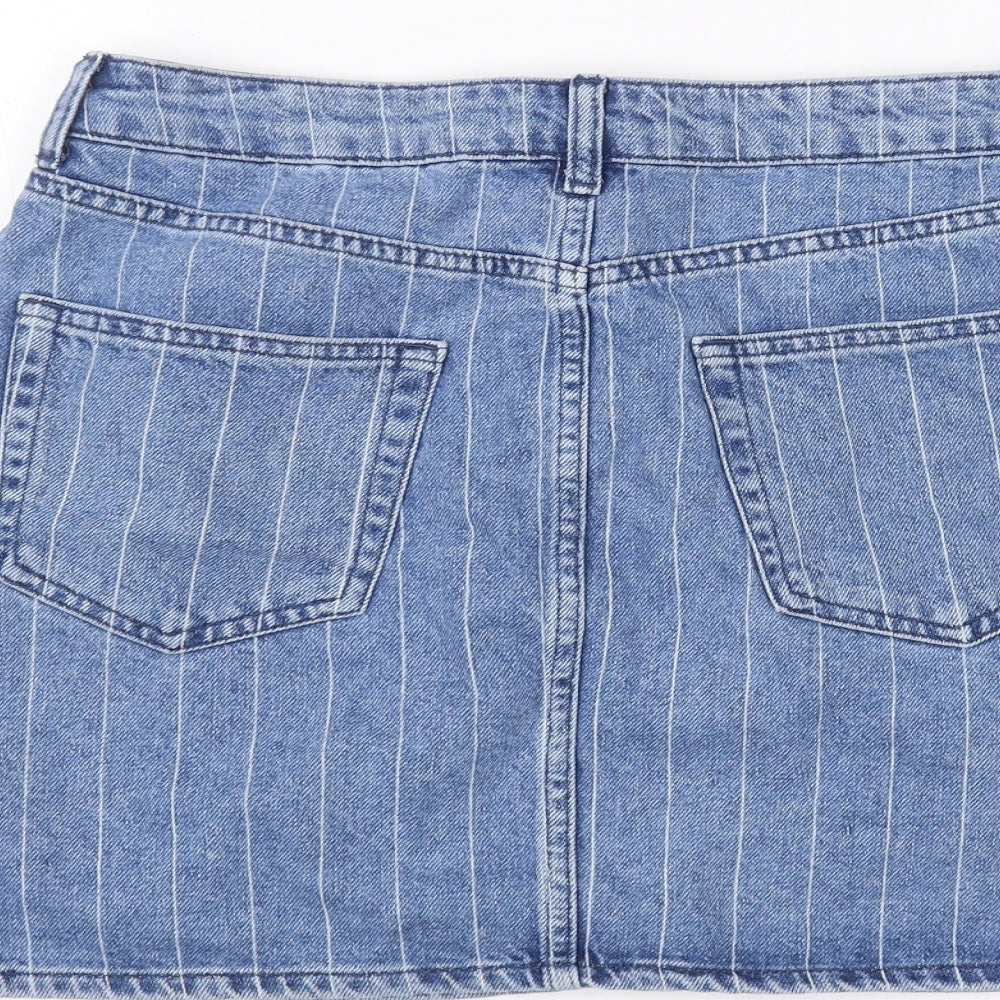 Denim & Co. Womens Blue  Denim A-Line Skirt Size 12