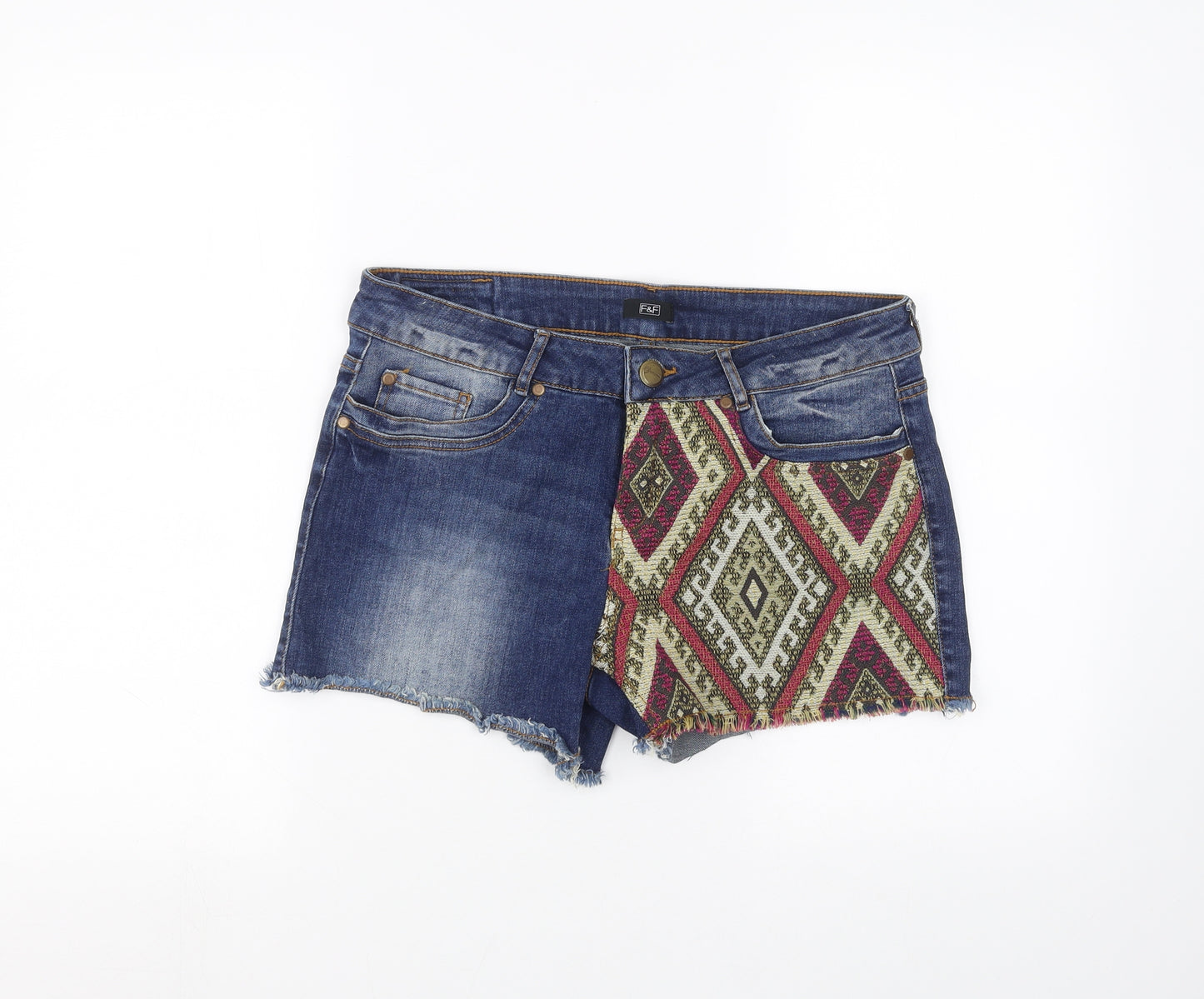 F&F Womens Blue  Denim Cut-Off Shorts Size 12