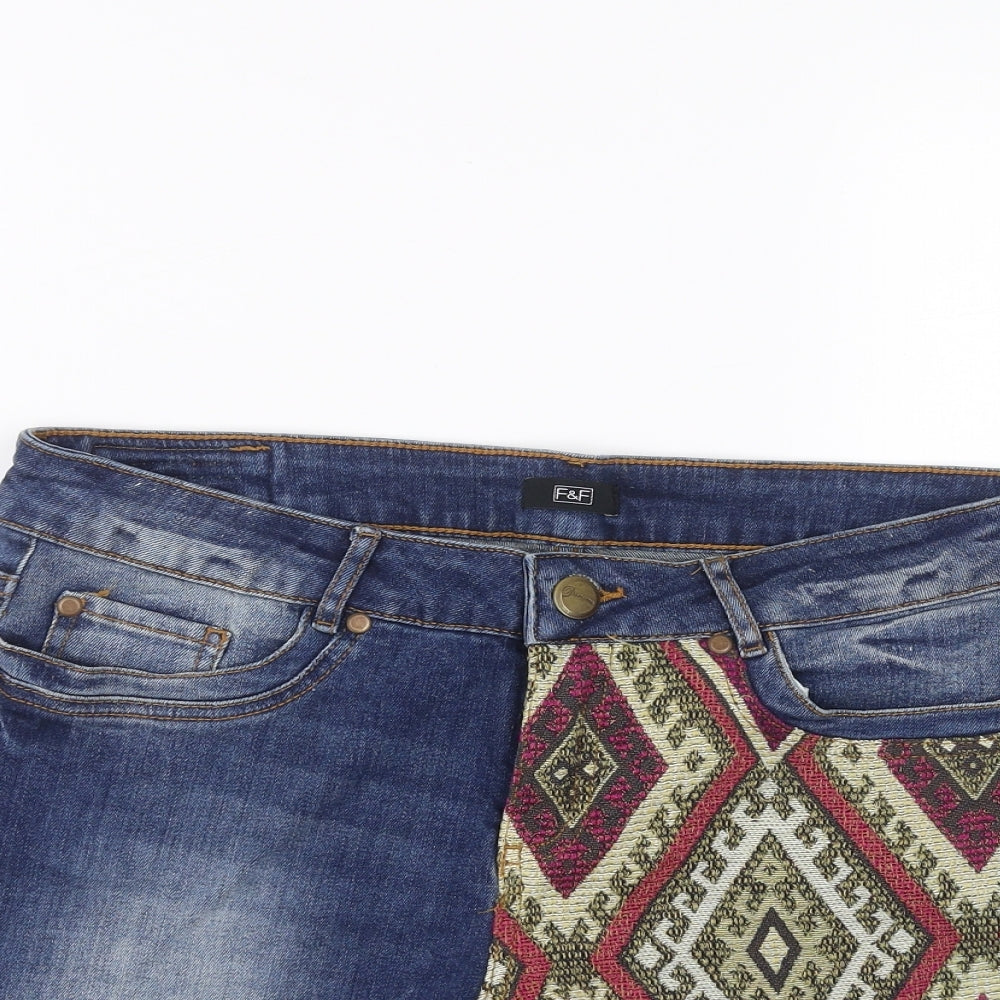 F&F Womens Blue  Denim Cut-Off Shorts Size 12