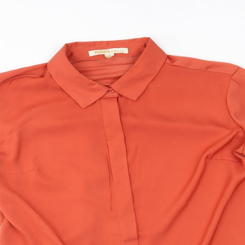 Modis Womens Orange   Basic Button-Up Size M