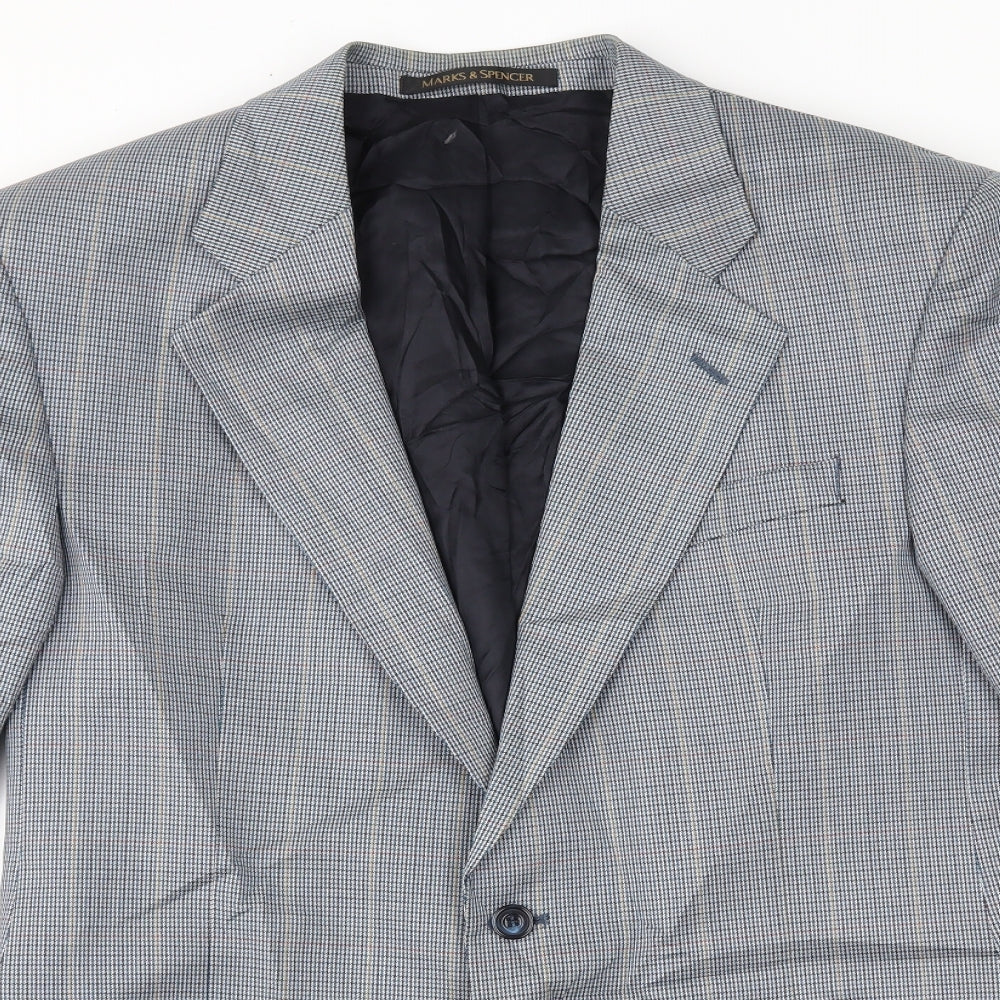 M&S Mens Grey Plaid  Jacket Blazer