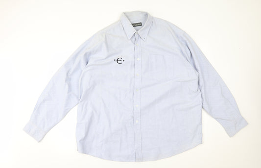 Front view of Hawkshead men’s blue button-up, size XL