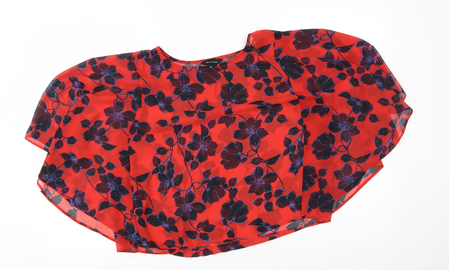 New Look Womens Red Floral   Poncho Size 14
