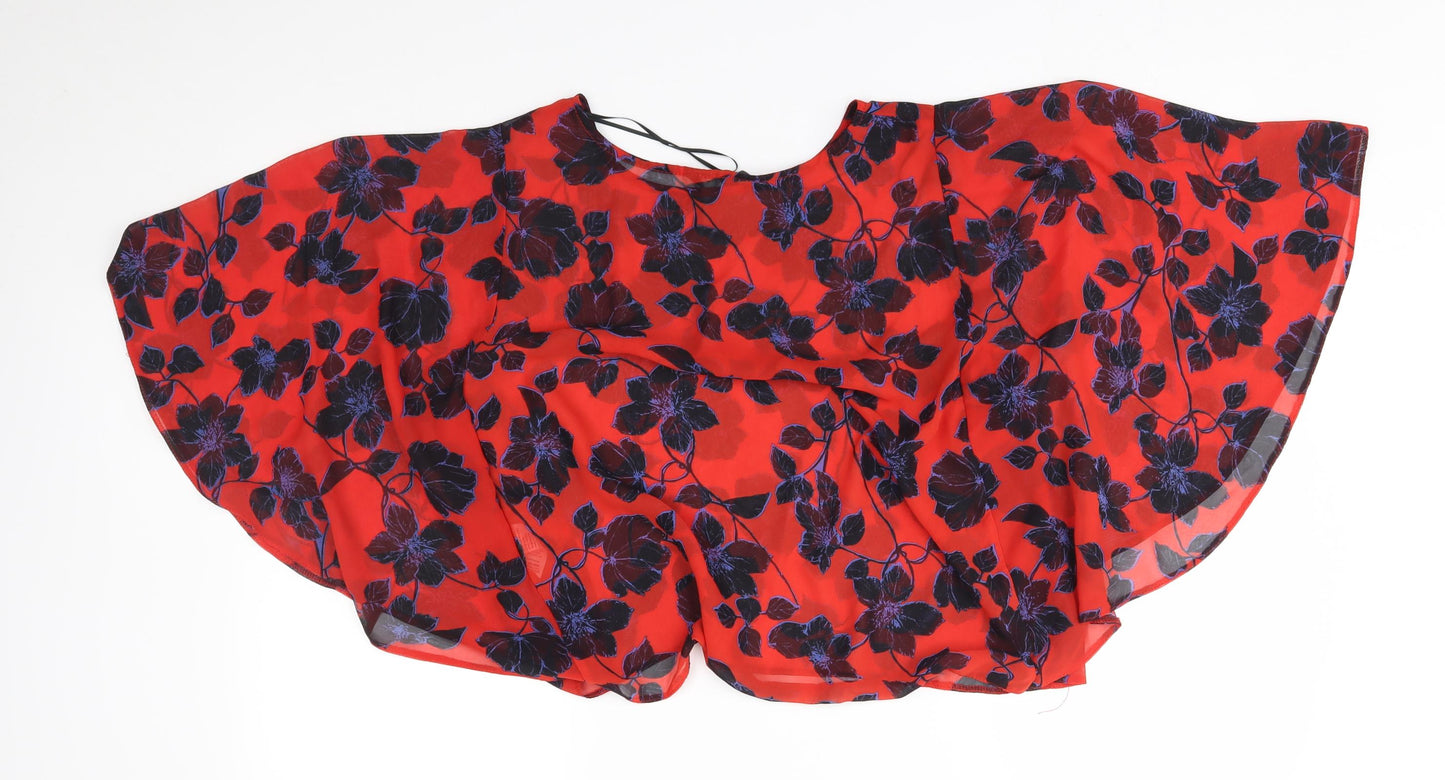 New Look Womens Red Floral   Poncho Size 14