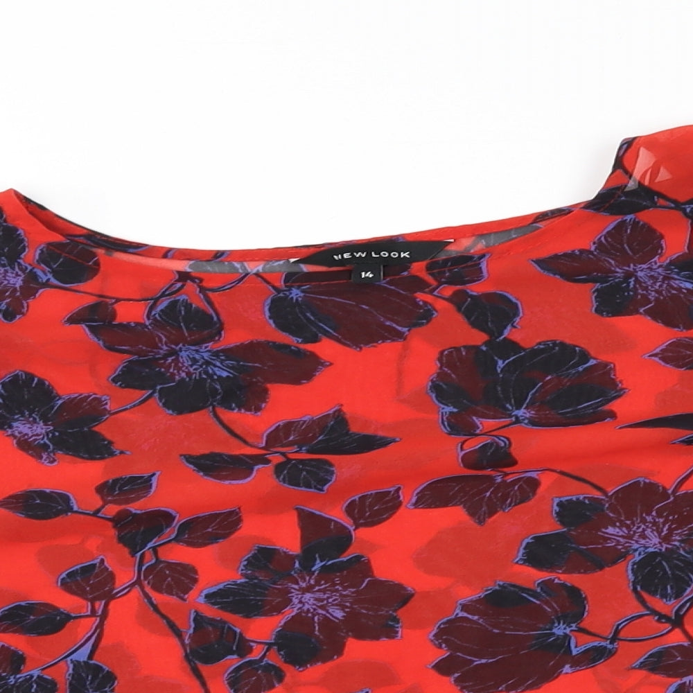 New Look Womens Red Floral   Poncho Size 14