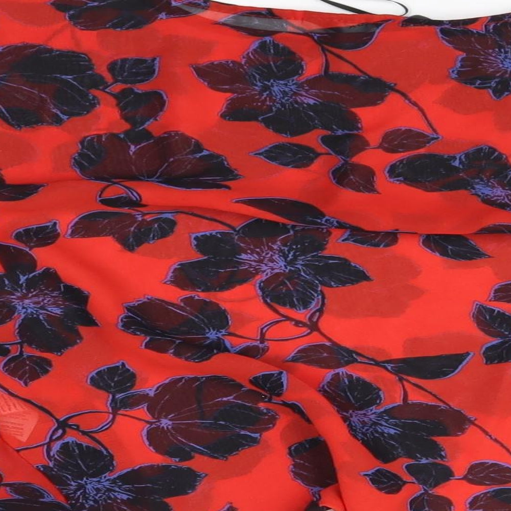 New Look Womens Red Floral   Poncho Size 14