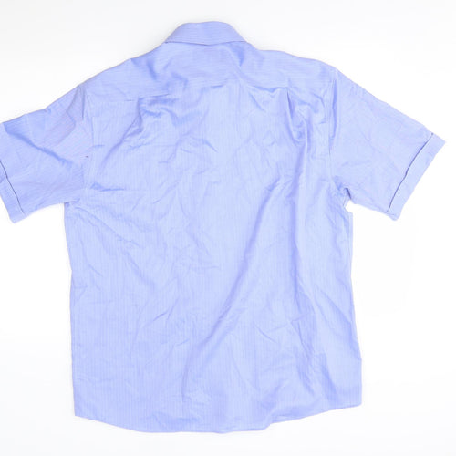 M&S Mens Blue Striped   Button-Up Size 42  - non iron