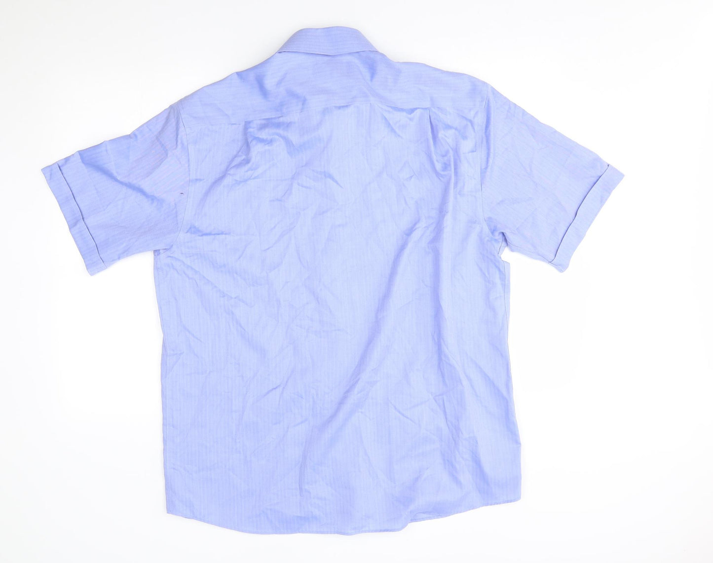 M&S Mens Blue Striped   Button-Up Size 42  - non iron