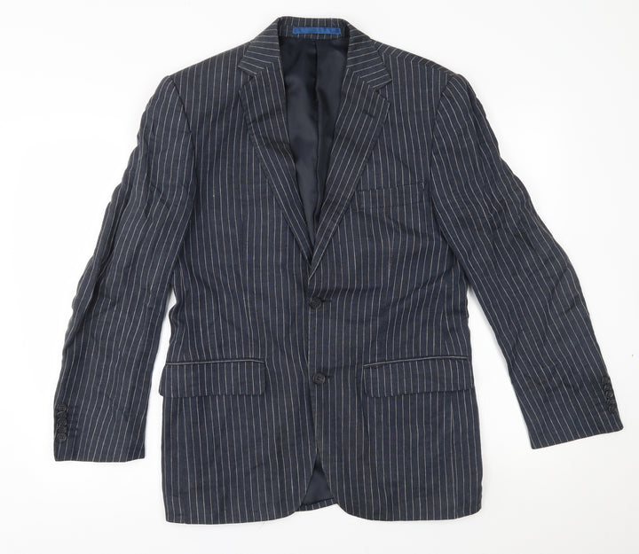 M&S Mens Blue Striped Jacket Blazer Size 36