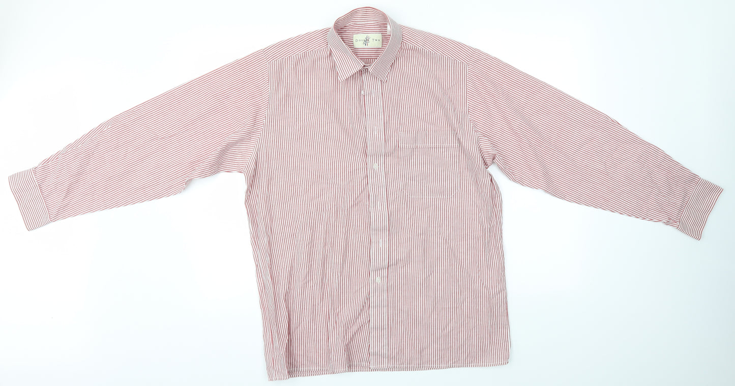 Double TWO Mens Red Striped   Button-Up Size L