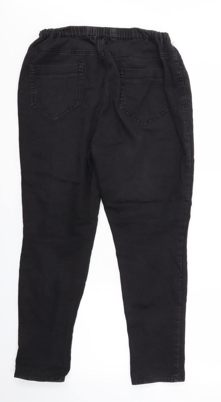 Arcadia Womens Black   Trousers  Size 16 L27 in - stretch waistband
