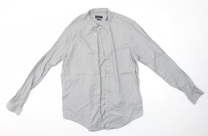Zara Mens Grey Check   Button-Up Size L