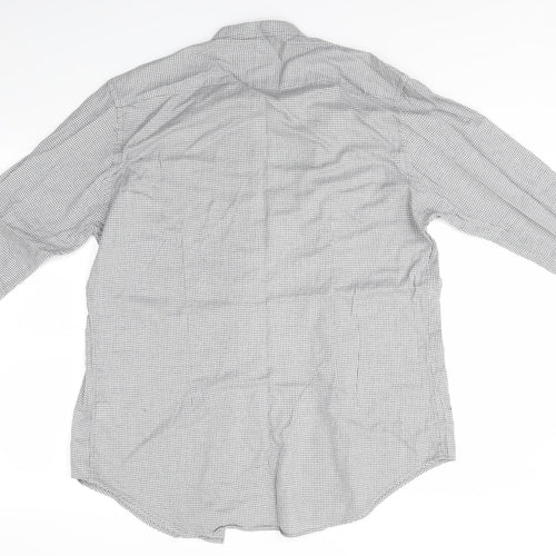 Zara Mens Grey Check   Button-Up Size L