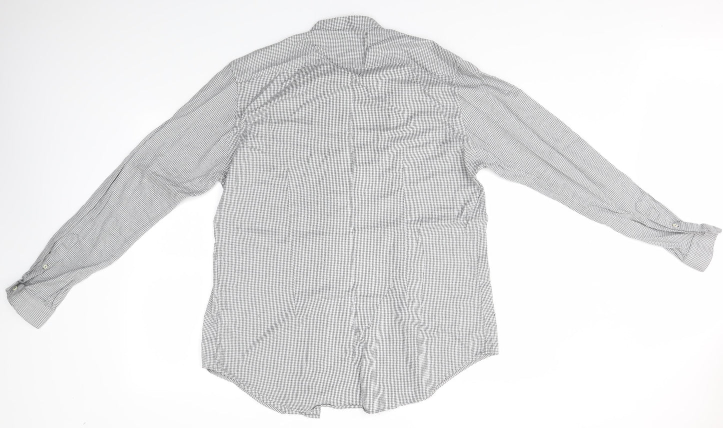 Zara Mens Grey Check   Button-Up Size L