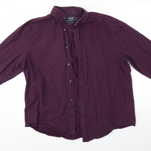 Maine Mens Purple    Button-Up Size L