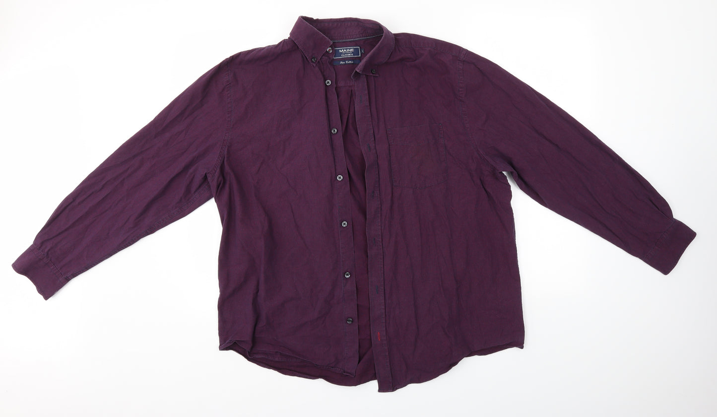Maine Mens Purple    Button-Up Size L