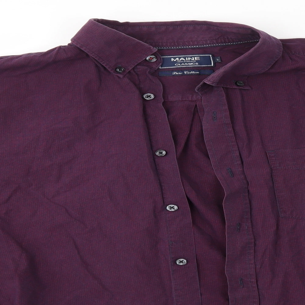 Maine Mens Purple    Button-Up Size L