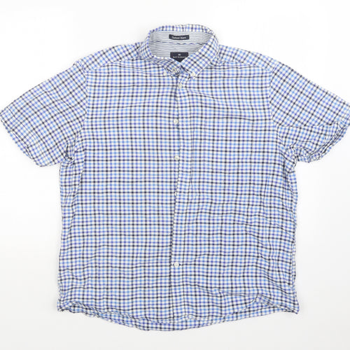 M&S Mens Blue    Button-Up Size L