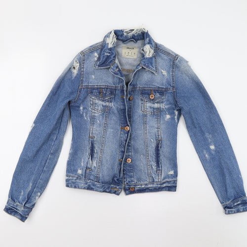 Primark Womens Blue  Denim Jacket  Size 4  - Distressed