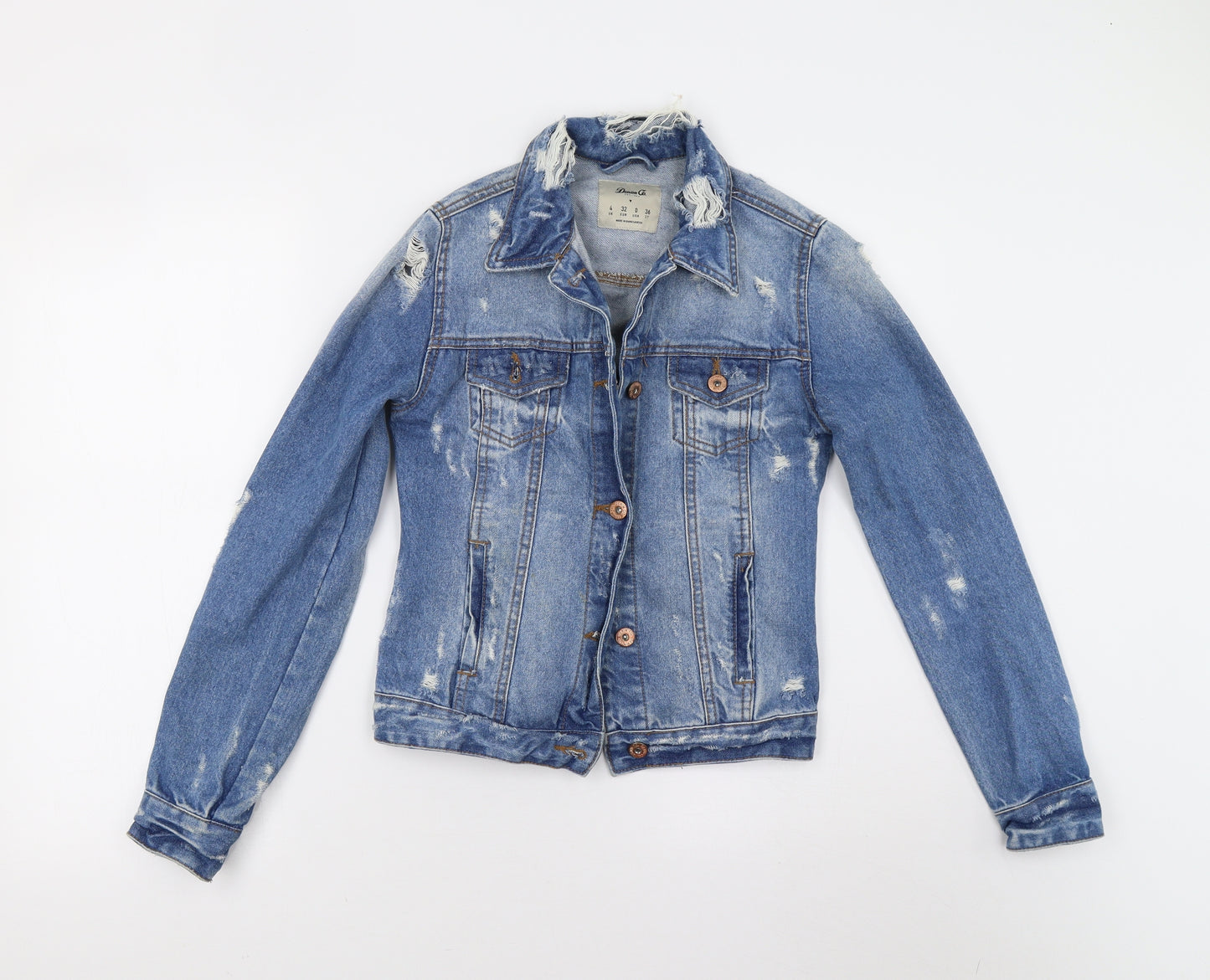 Primark Womens Blue  Denim Jacket  Size 4  - Distressed