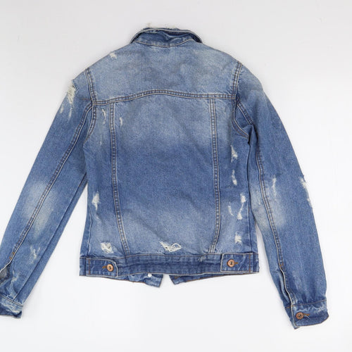 Primark Womens Blue  Denim Jacket  Size 4  - Distressed