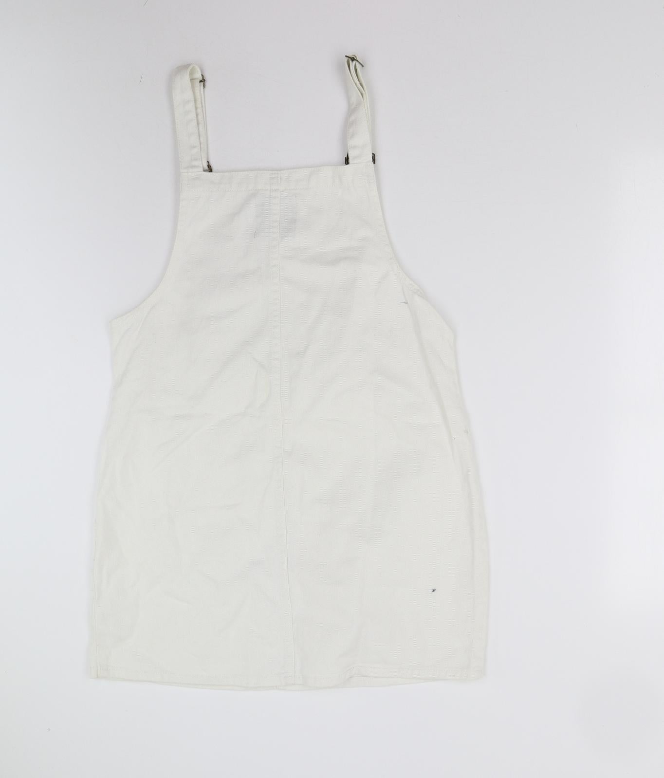 Primark Womens White  Damask Pinafore/Dungaree Dress  Size 12