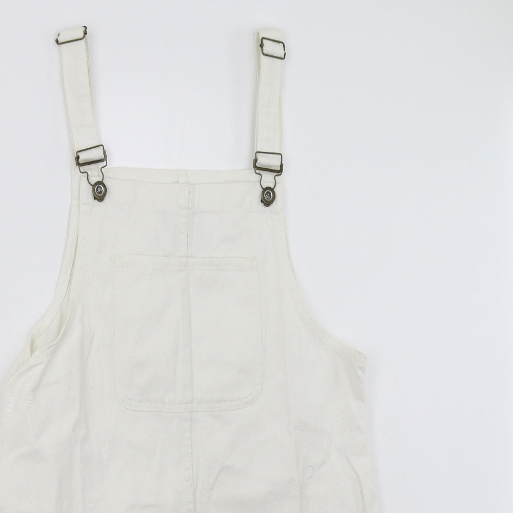 Primark Womens White  Damask Pinafore/Dungaree Dress  Size 12