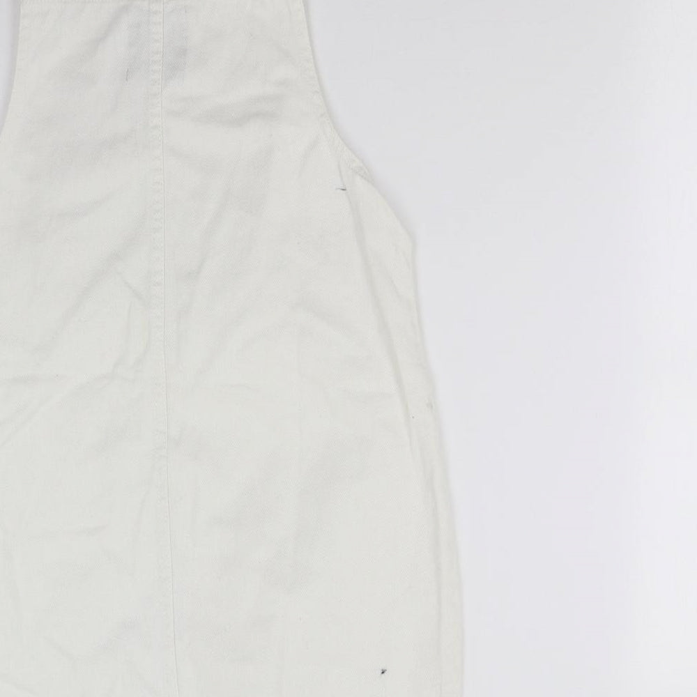 Primark Womens White  Damask Pinafore/Dungaree Dress  Size 12
