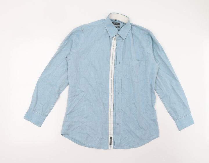 West Street Mens Blue Button-Up Size 15.5